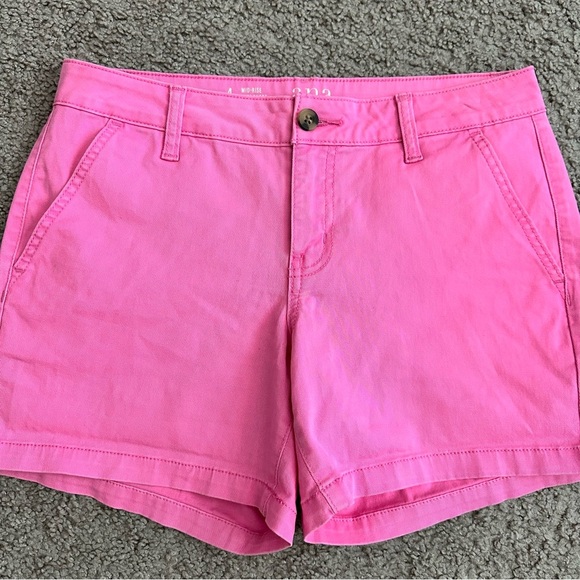 a.n.a Mid-Rise Midi Chino Pink Short Womens 4 - Picture 2 of 13